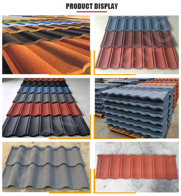 Prime 0.4mm*420mm*1340mm Rojo Verde Azul de Piedra Revestida de Acero Techo de Tejas para la Construcción Hotel