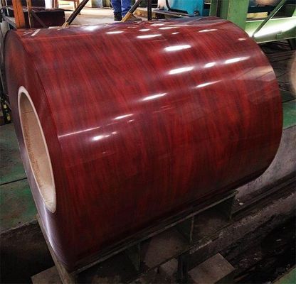 ASTM Standard Color revestido de grano de madera bobina de banda galvanizada PPGI bobina de acero para la hoja de techo SIRM certificado y aprobado