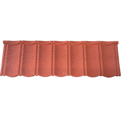 Tejas metálicas recubiertas de piedra de color para construcción en Nigeria 2,7 kg/pcs 0,4 mm Hojas de techo de alucinos 1340mm*420mm