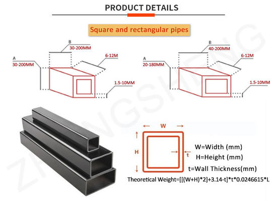 Tubo de fertilizante químico Perfecto rendimiento de procesamiento con 1,5 8,18 mm espesor 12X12 2,5x2,5 tubo cuadrado de acero en caliente
