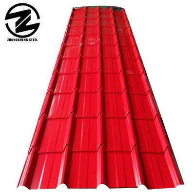600-1100 mm de ancho Color naranja Hoja de techo corrugada prepintada PPGI Techos metálicos de zinc decorativos Hoja de acero de color recubierta