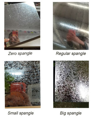 Bobina de acero galvanizado GI sumergida en caliente con 30-275 g/m2 de recubrimiento de zinc y garantizado 0.48 * 1000 mm Tamaño Big Spangel DX51D 80 g