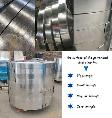 Pasado de piel Sí 180 mm bobina de cinta de acero galvanizado con recubrimiento Z121-Z180 y 65mn